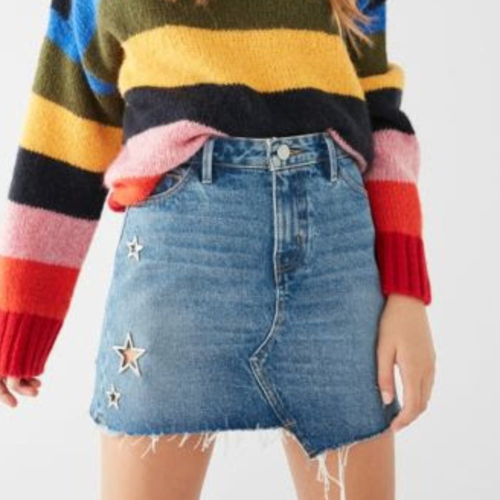 Urban Outfitters BDG Star Grommet Asymmetrical Denim Mini Skirt